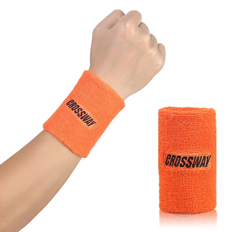 CROSSWAY-muñequera deportiva Unisex, muñequera deportiva de algodón con absorción de sudor para el brazo y la muñeca: orange