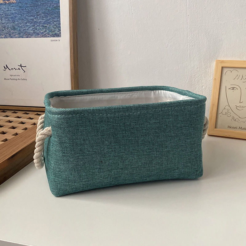 Cesta de almacenamiento de ropa, suministros para el hogar, cesta de clasificación de artículos diversos, caja organizadora de lino plegable, organizador de escritorio: XXL / Rosa