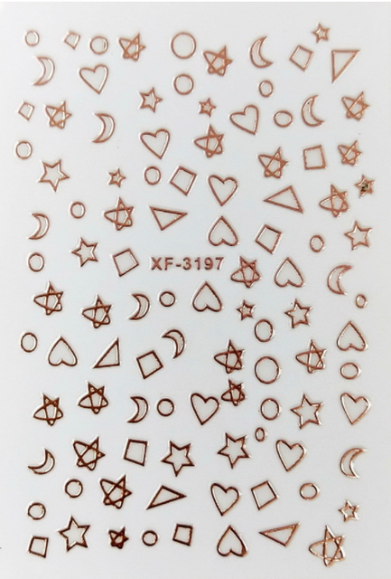 5 teile/paket Sterne mond linien liebe knapp Nagel Aufkleber Entwürfe Gummierte 5D Nagel Kunst Aufkleber Decals Makep Kunst Dekorationen: XF3197   5Stck
