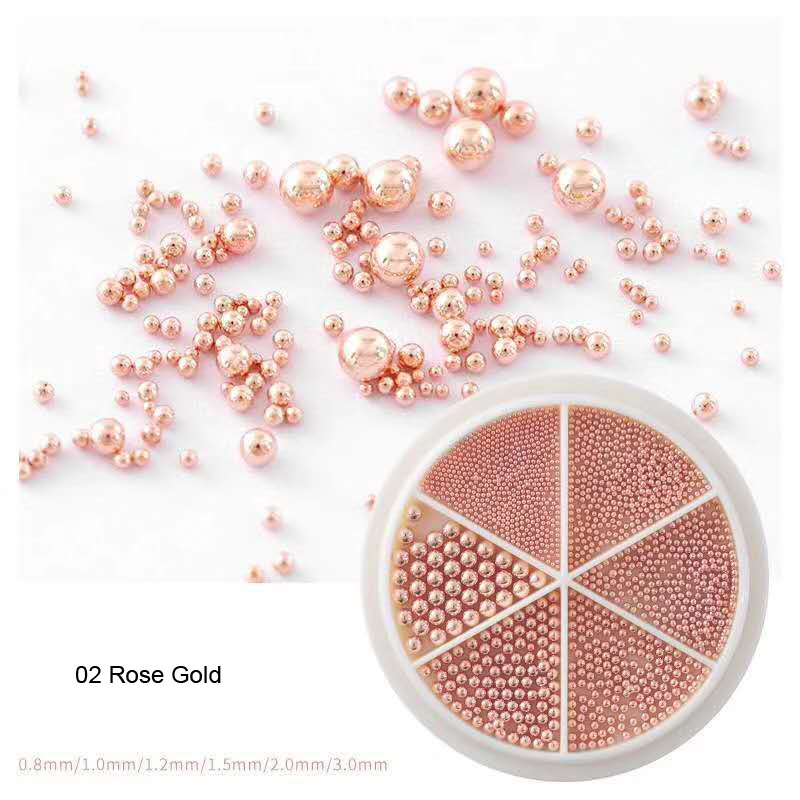 1Box Steel Balls Mini Metal Beads 6 Size s 1 Box Steel ball bead, 3D metal micro beads / no hole beads/ ball beads/ nail JK7676: 2