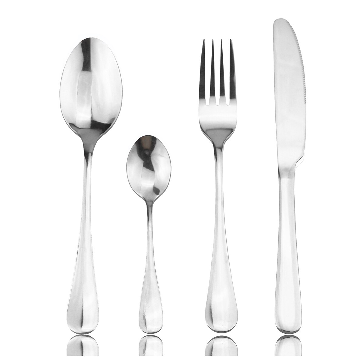 Juego de cubiertos de cobre de acero inoxidable, Set de Cubiertos plateados, tenedor, cuchillo, cuchara, para boda, , 4 unids/set: 4pcs Silver