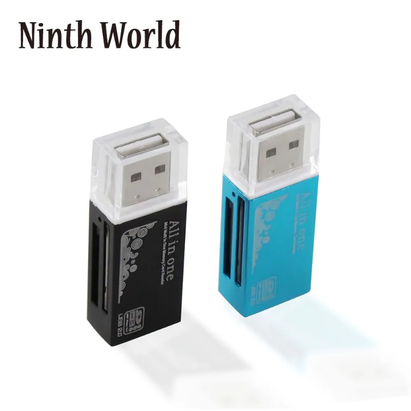 1 st kortläsare tiny usb 2.0 alla  in 1 multi minneskort läsare adapter för micro sd sdhc tf  m2 mmc 2 färger