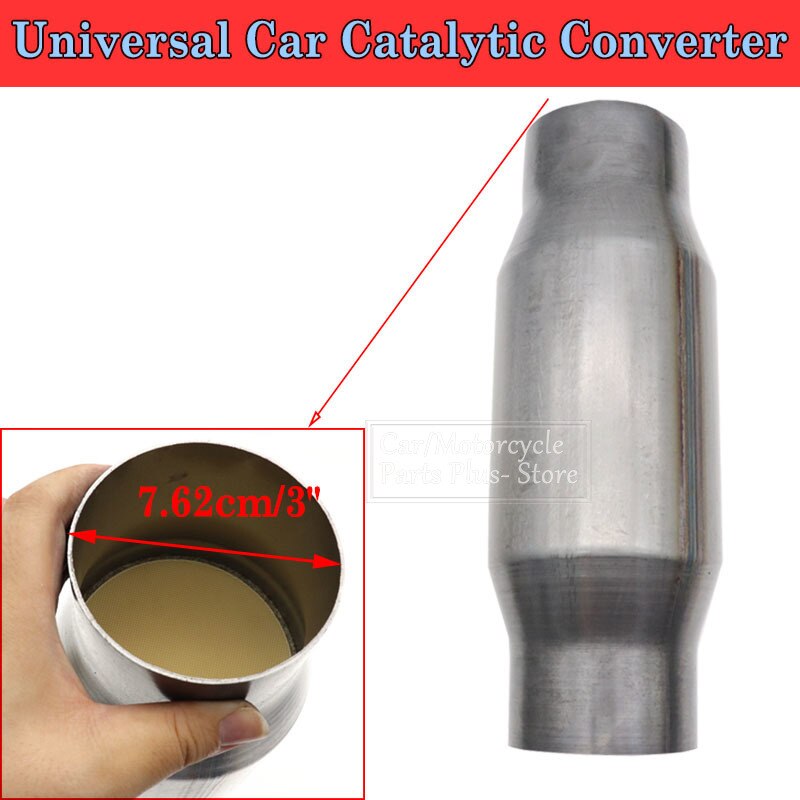 Universal 3" Car Catalytic Converter Exhaust Systems Muffler Length High Flow 11" Stainless Steel Car Engine Accessories