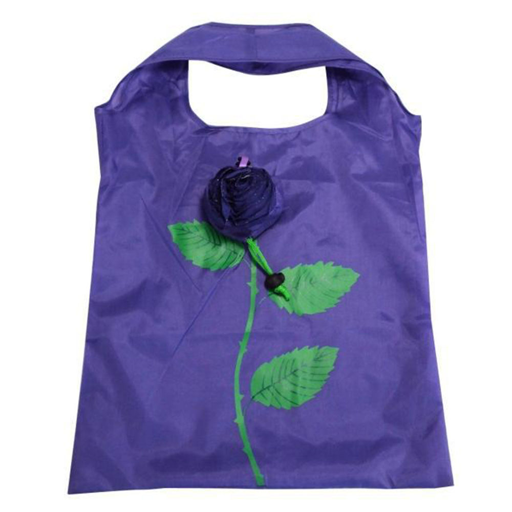 Blomst genanvendelige øko tasker indkøbstaske multi-farve rose foldbar shopping rejser kvinder uden lynlås nylon casual 80 * 38: Lilla