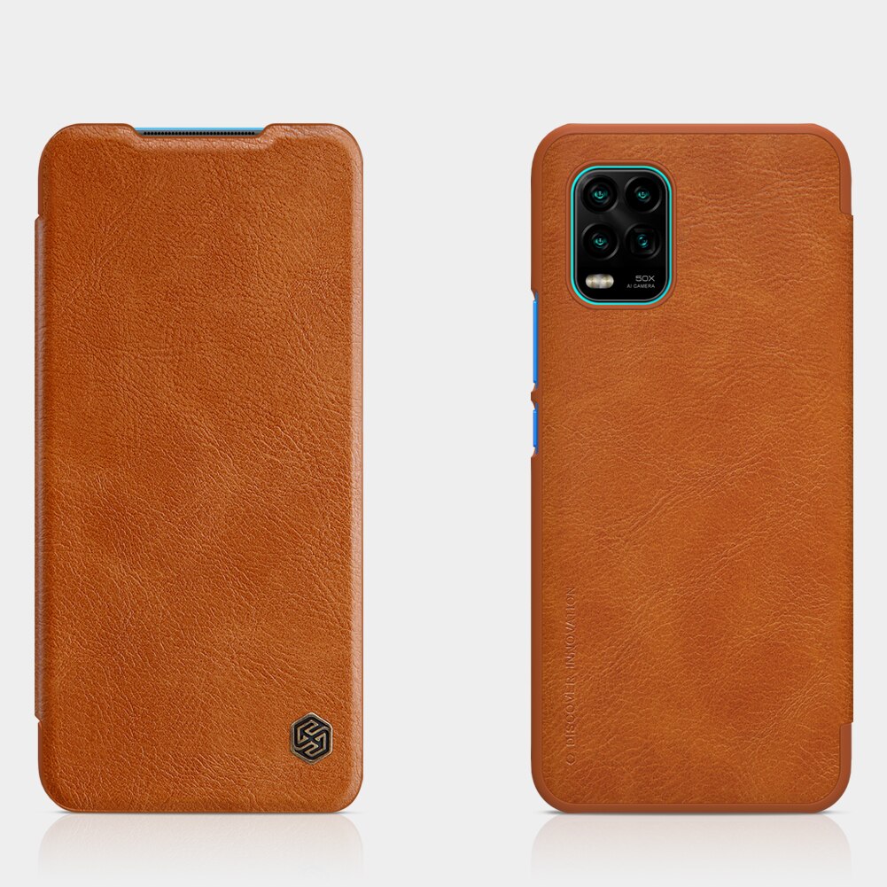 Voor xiaomi  mi 10 lite hoesje nillkin qin serie pu leren flip case voor xiaomi  mi 10 youth 5g mi10 lite cover: Voor  mi10 jongeren 5g / Bruin