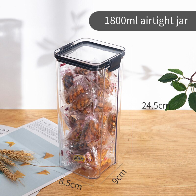 PET Plastic Food Containers Transparent Stackable Dry Food Storage Box Kitchen Spaghetti Noodles Sealed Containers: 1800ml