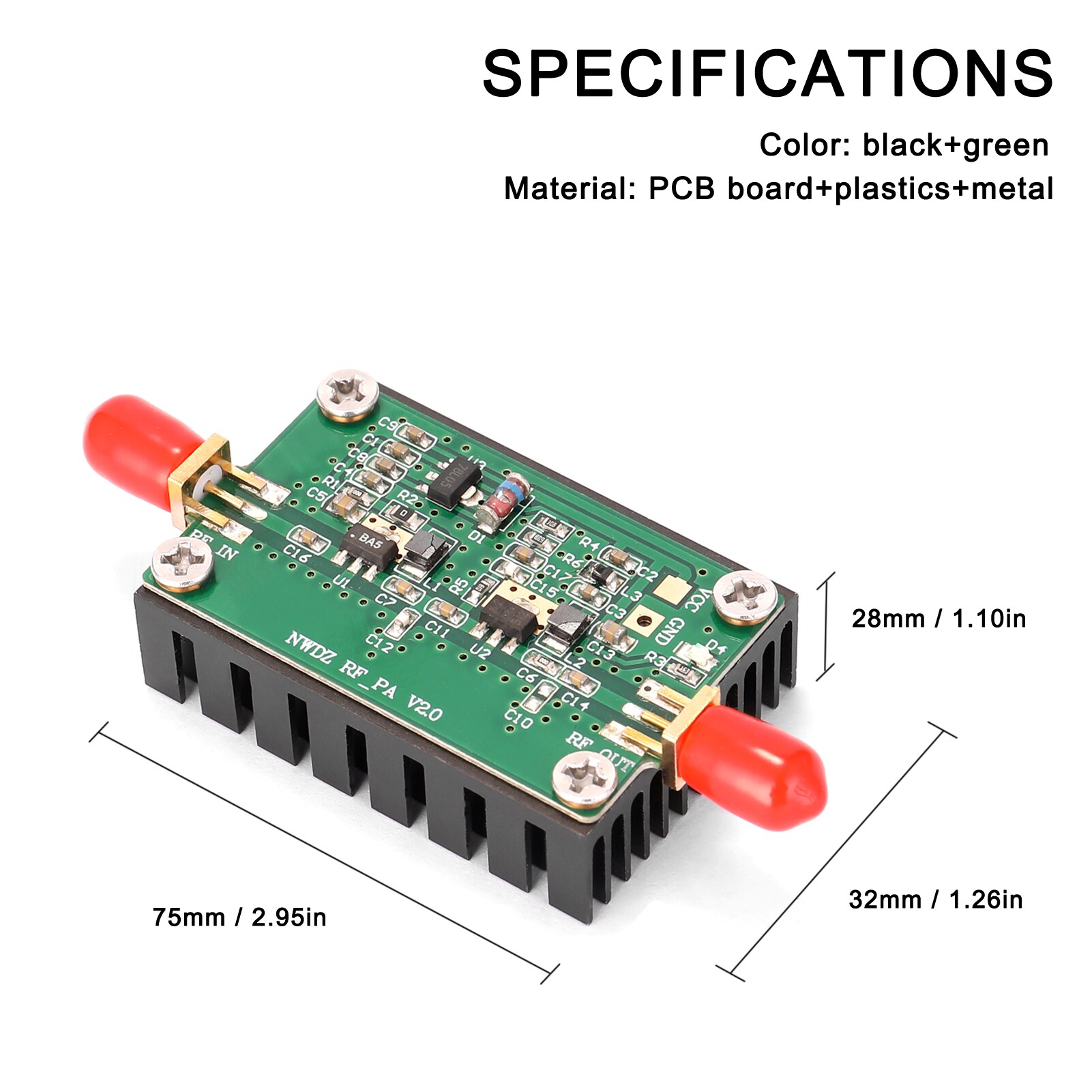 2MHz-700MHZ 3W RF Power Amplifier Broadband Practical Amplification Device for HF VHF UHF FM Transmitter Radio