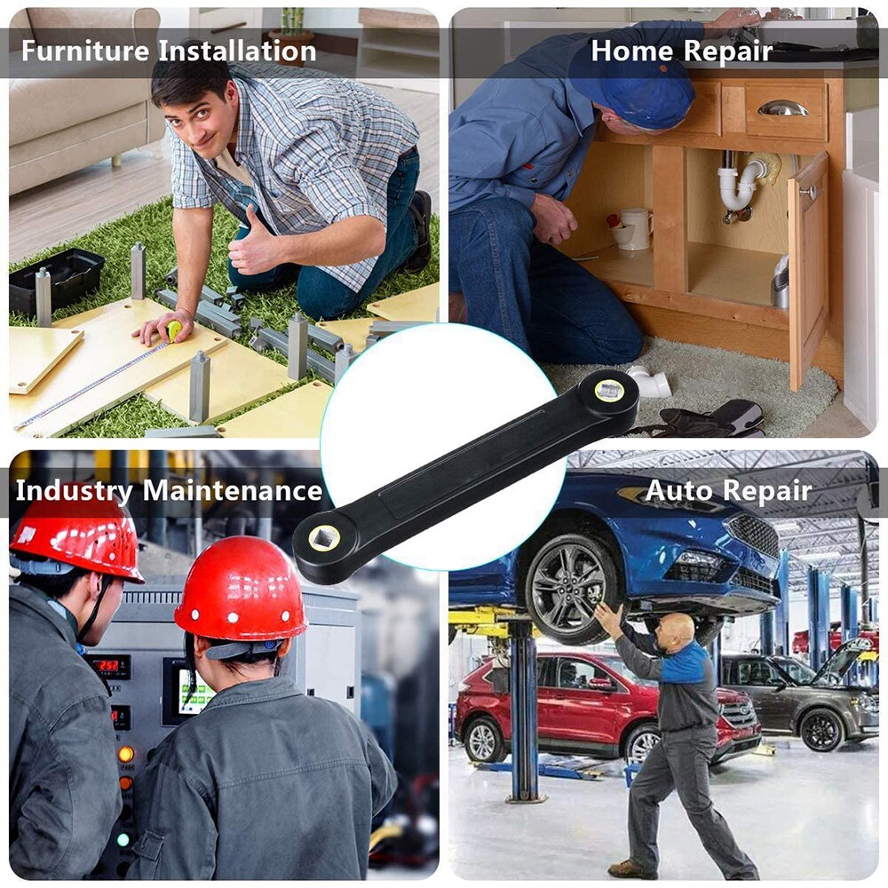 Universal 3/8" Black Extension Wrench Spanner Screw Nut Wrench Automotive Tool DIY Key Set Convenient Handhold Hand Tools