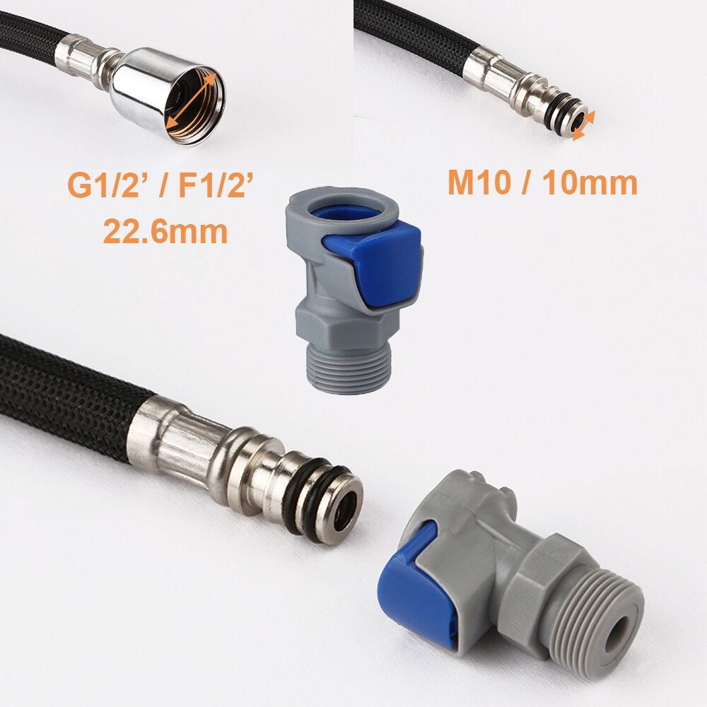 Universal G1/2 360° Flexible Kitchen Faucet Pull Out Hose M10/M15 Nylon Braided Hose150cm Black Plumbing Spinning Tube