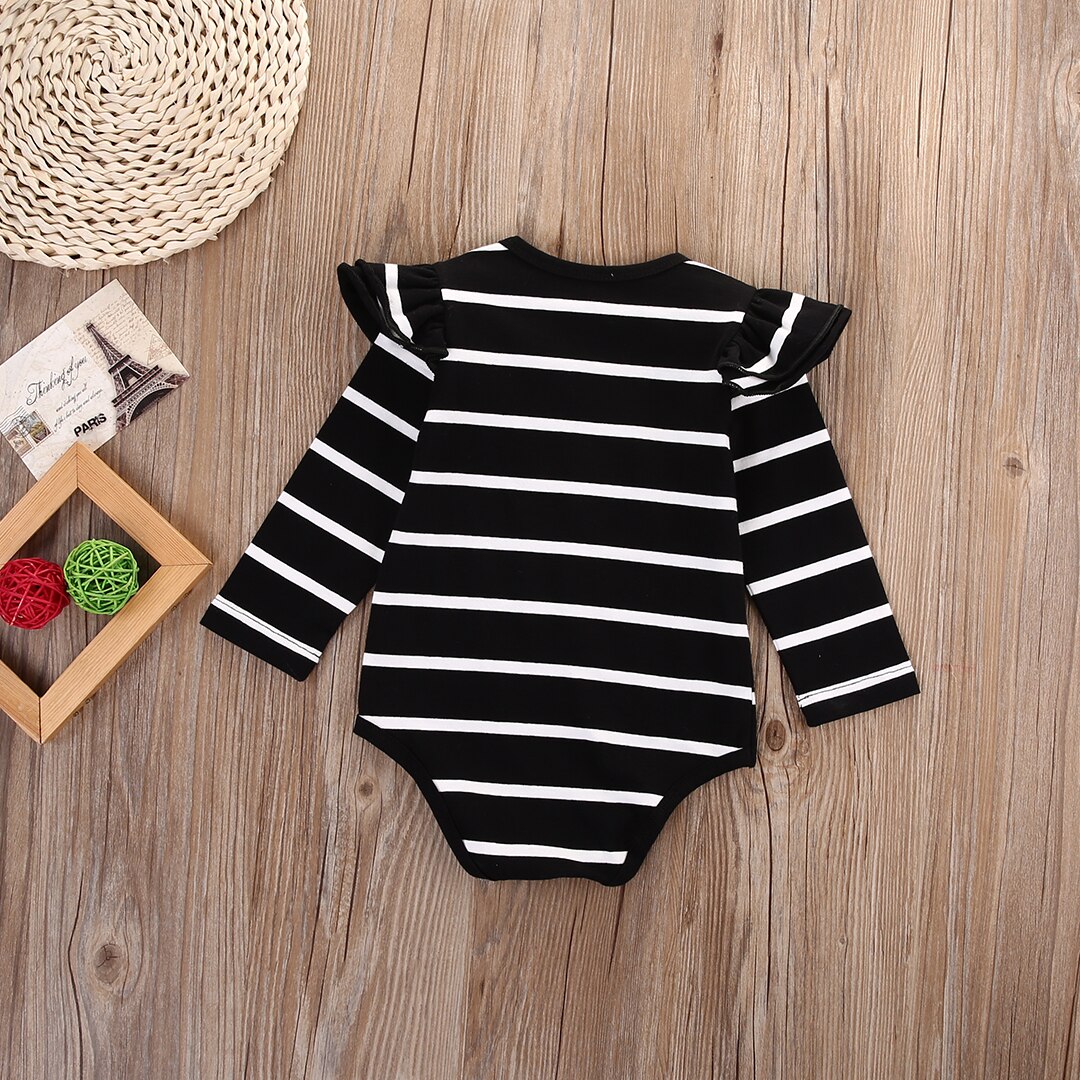 Newborn Kinder Baby Säugling Lange Hülsenspielanzug Blacek und weiß Striped Overall Kleidung Outfit