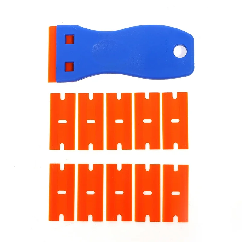 Plastic Scheermeskrabber Met 10Pc Dubbelzijdige Plastic Messen Voor Het Verwijderen Van Auto-Labels Stickers Lijm Stickers Glazen Ramen Rakel