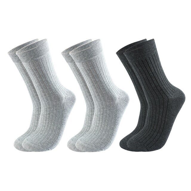 Chaussettes en coton pour hommes, lot de 3 paires, chaussettes longues et chaudes, décontractées, à rayures noires, respirantes, douces, de: 15