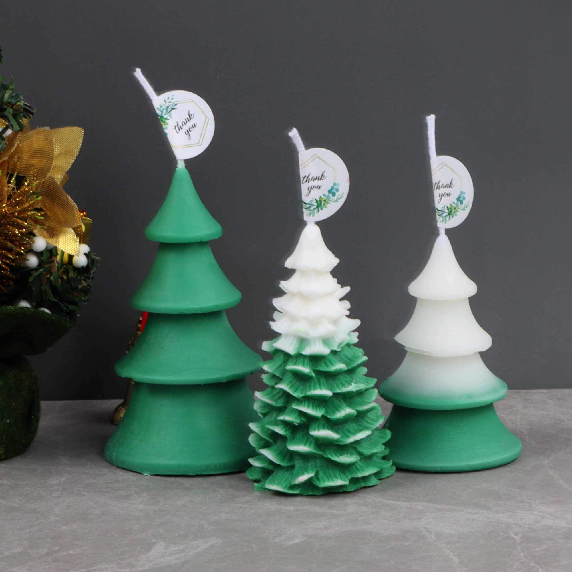 Stampi per candele in pino di natale in Silicone 3D per la festa di natale Dessert al cioccolato decorazione per torta fondente Aroma sapone stampo