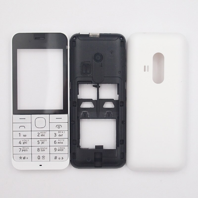 BaanSam Kleurrijke Behuizing Case Voor Nokia 220 Met Russische Toetsenbord: WHITE
