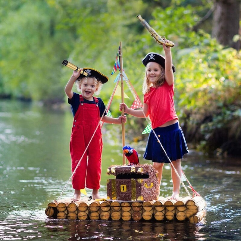 3 Pieces Pirate Telescope Retro Telescopic Handheld Plastic Telescope Pirate Party Classic Telescope