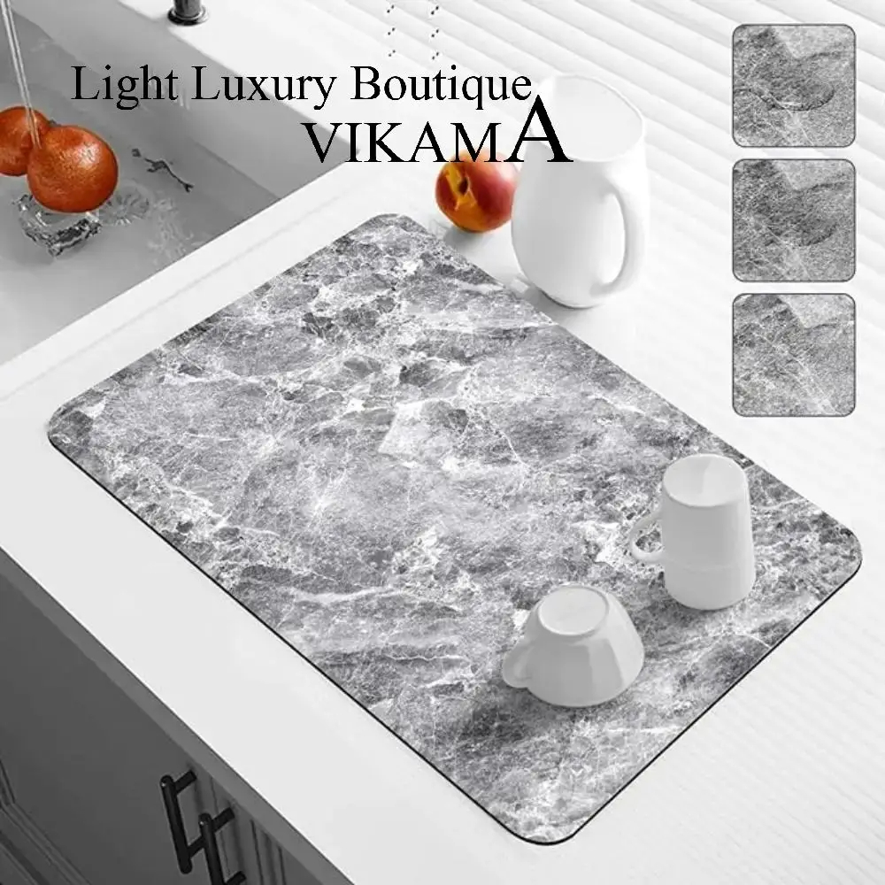 Vikama pvc kjøkkenavrenningsmatter, diatomittabsorberende sklisikre matter, oppvaskmatter til bord, isolerte matter til kaffemaskin: 400 mmx 400mm / Rosa