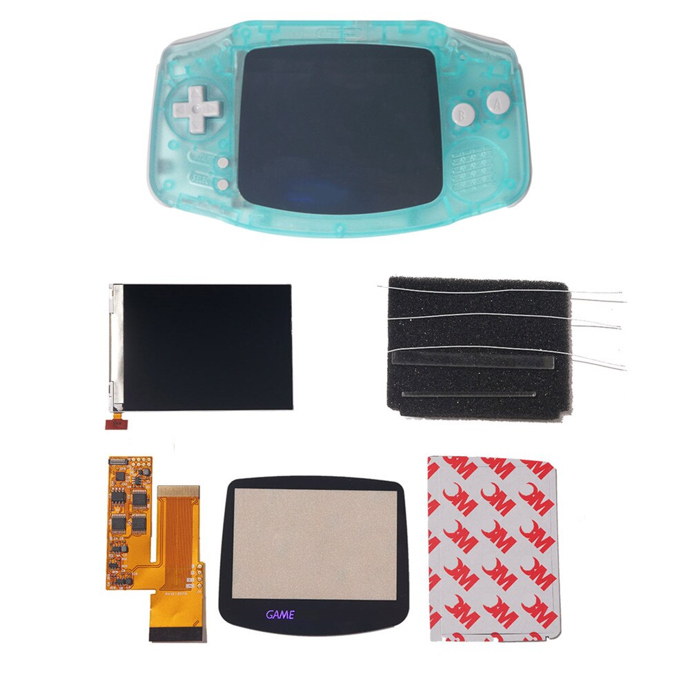 IPS V2 LCD Kits mit keine muss pre-cut schalen für GBA Hintergrundbeleuchtung V2 Bildschirm 10 Ebenen Hohe Helligkeit für Gameboy voraus nintend: clear lake green kit