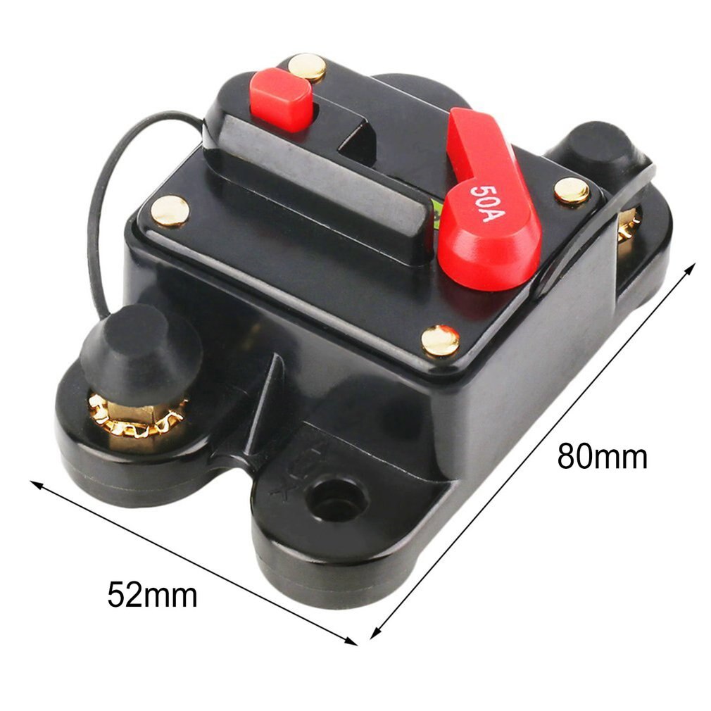 RED WOLF 200A Car Audio Inline Circuit Breaker, 2E+2 Amps, Impermeabile, Ripristino Manuale, DC 12V-48V