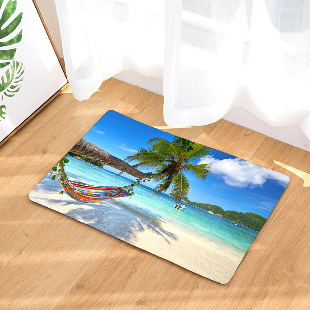 45*75CM Mediterranean Ocean Beach Style Bathroom Carpet Bath Mat Set 3D Printed Bathroom Floor Carpet Toilet Rugs WC Doormat