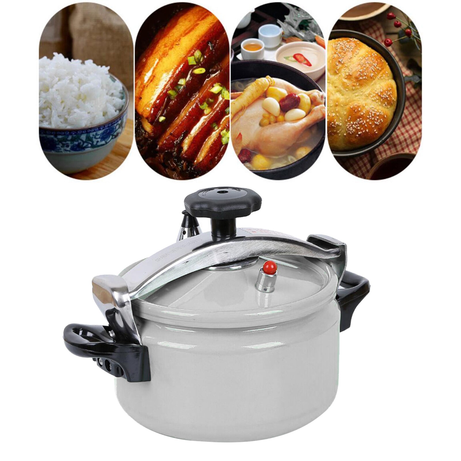 Multi-Functional Pressure Cooker Aluminum Explosion-Proof Soup Rice Cooking Slow Cooker Outdoor Camping Picnic Pot Cookware: Silver 3L