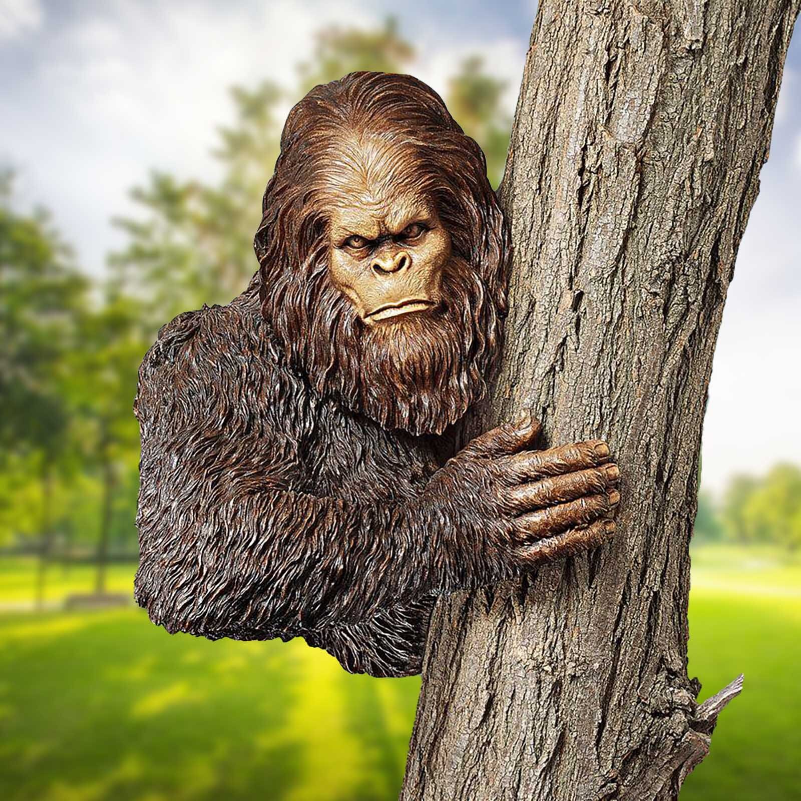 The Bashful Bigfoot Yeti Tree Statue Whimsical Cartoon Orangutan Sculpture Tree Hugger Sasquatch Garden Yard Art Tree Decoration