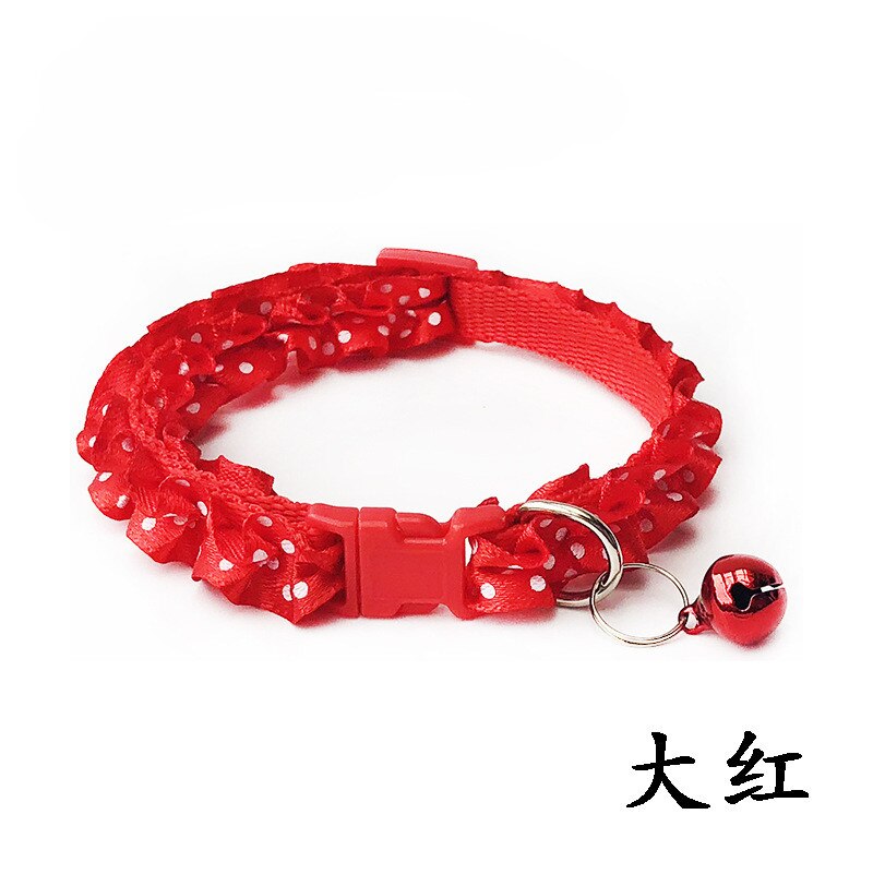 Lovely Cat Dog Lace Collar with Bell Adjustable Buckle Collar for Cat Puppy Pet Supplies Cat Dog Accessories Small Dog Chihuahua: red