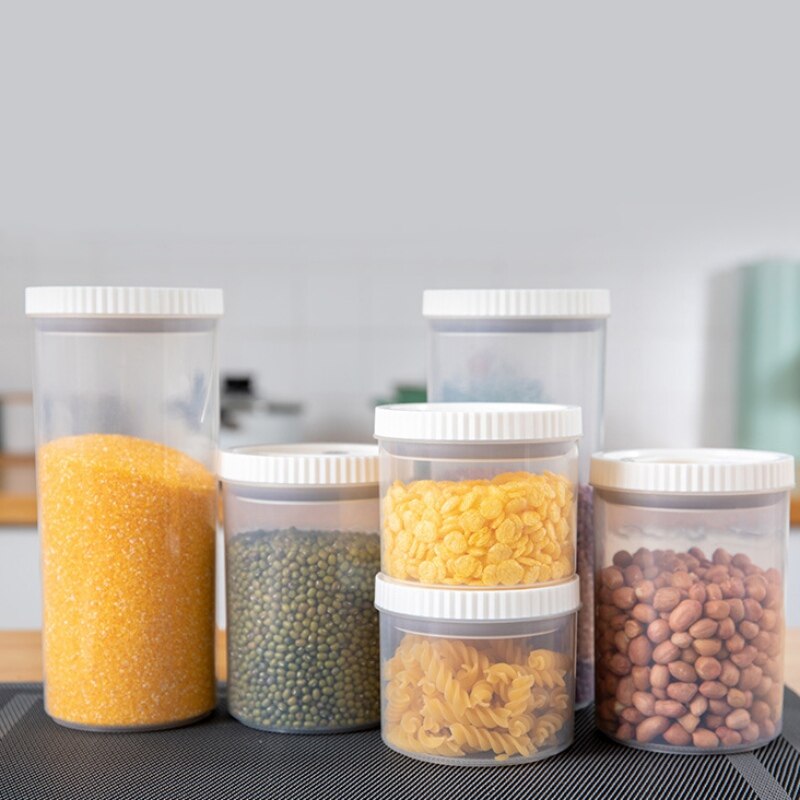 1000ML Plastic Sealed Cans Kitchen Storage Boxes Transparent Food Snacks Canister Keeping Fresh Plastic Food Storage Canned