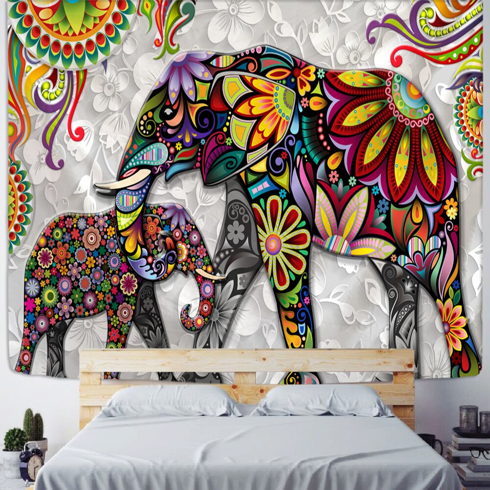Boho Decoration Home Decor Mural Elephant Tapestry Wall Hanging Bohemian Hippie Bedroom Background India Aesthetic Room Decor