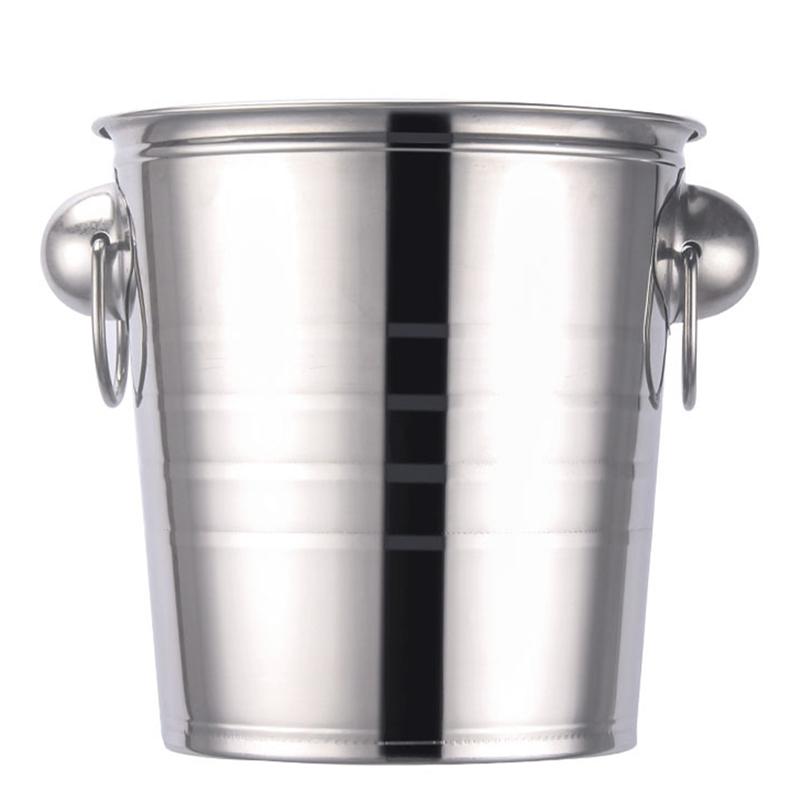 Stainless Steel Ice Bucket Champagne Wine Bucket Portable Ice Chiller Cooler Ice Cube Container With Handle Party Bar Tools: 9L