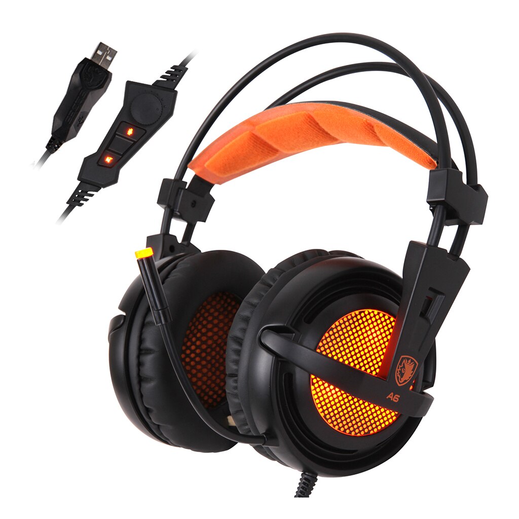 MagiDeal A6 USB 7.1 Durable PC Gaming Headset Stereo Wired Gaming Headphones With Micphone наушники
