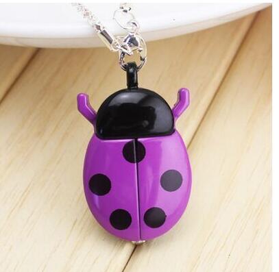 Popular Mixed Bulk 1pcs Color Ladybug Necklace Pendant Watches: Purple 