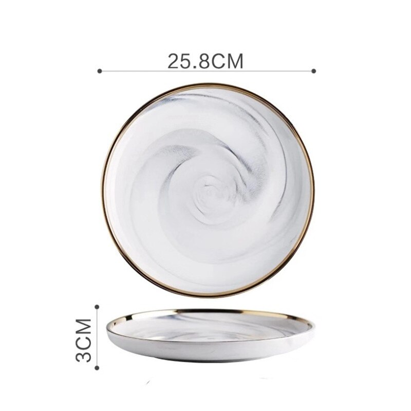 Pink Gray Marble Ceramic Dinner Dish Plate Rice Salad Noodles Bowl Soup Plates Dinnerware Home Tableware Kitchen Cooking Tools: Shallow plate L B