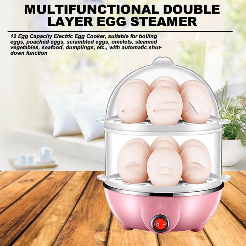 Electric Egg Cooker Omelet Scrambled Soft Small Hard-Boiled Double Layer Boiler Cooker with Auto Shut-Off for Home and Kitchen