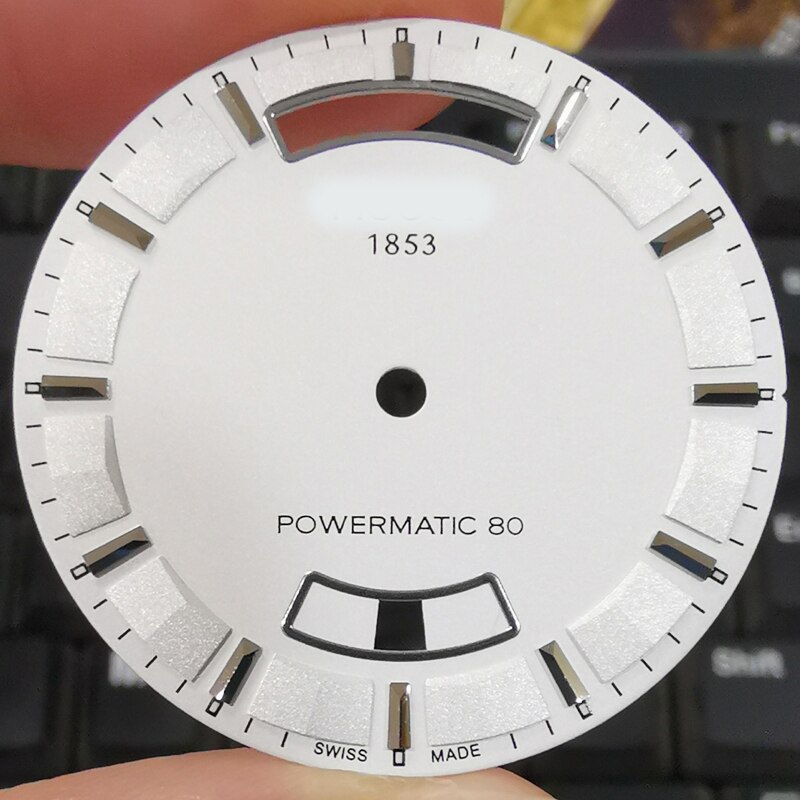 32,7mm uhr zifferblatt geeignet für T035407A männlichen mechanische T035 uhr Text uhr zubehör geeignet für T035407 reparatur teile: Weiß Silber- Skala80