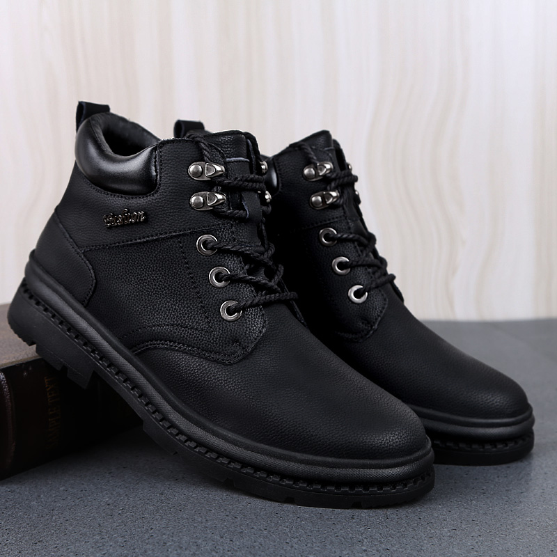Winter Sneeuw Laarzen Mannen Mannen Warme Laarzen Mannelijke Enkel Lace-Up Casual Botas Mode Handgemaakte Lederen Comfy bont Mannen Laarzen
