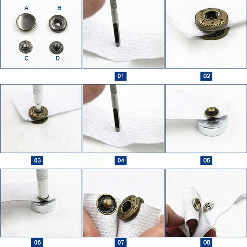 11/22 PCS Eyelet Die Punch Tool Hole Set Snap Rivet Setter Base Durable Solid Metal Leather Craft Kit DIY Apparel Sewing