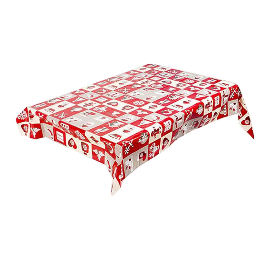 Disposable Merry Christmas Rectangular Printed PVC Cartoon Tablecloth 110*180cm Table Cloth Christmas Decoration PVC Tablecloth: B