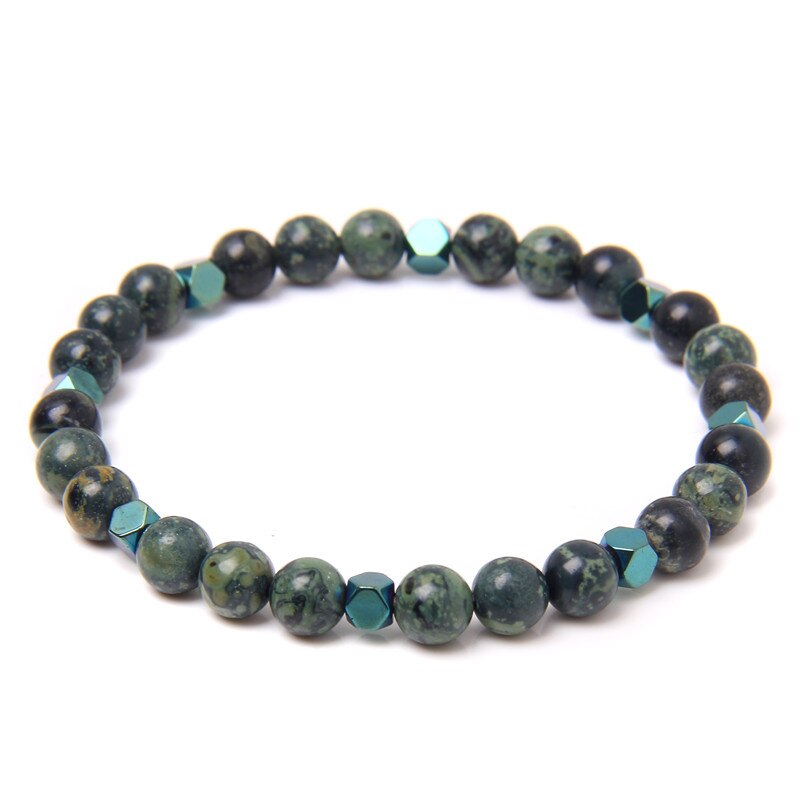 6Mm Natuurlijke Stenen Ronde Bead Hematiet Spacer Armband Wit Howliet Crazy Agaat Dragon Blood Stone Aantrekkelijke Sieraden: 2.New polar jade / 23cm