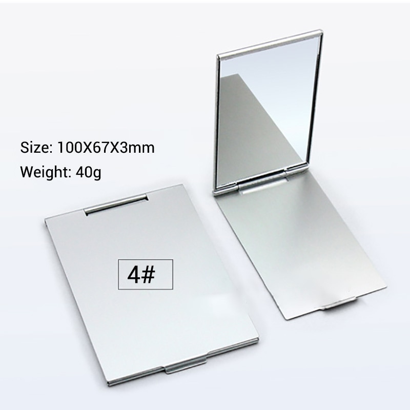 Ultra-thin Makeup Mirror Vanity Mirror Cosmetic 5 Sizes Make Up Pocket Silver Rectangle Foldable Compact Makeup Folding Mirrors: 100x67x3mm