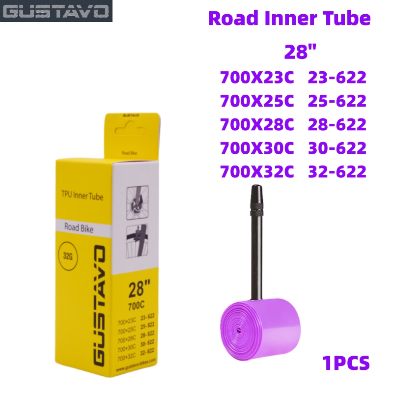 GUSTAVO TPU Bike Inner Tube 700C 700x23 25 28 32C Road Bicycle Tire Tubes 45 65 85mm Length FV Super Light: Ivory / 40mm