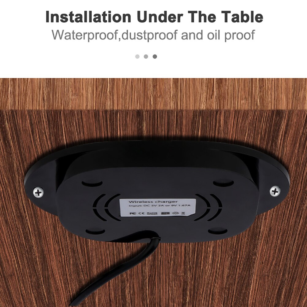 Desk Desktop Wireless Charger Hidden Embedded Wireless Charging Pad 25mm Compatible For Android All Enabled Phones