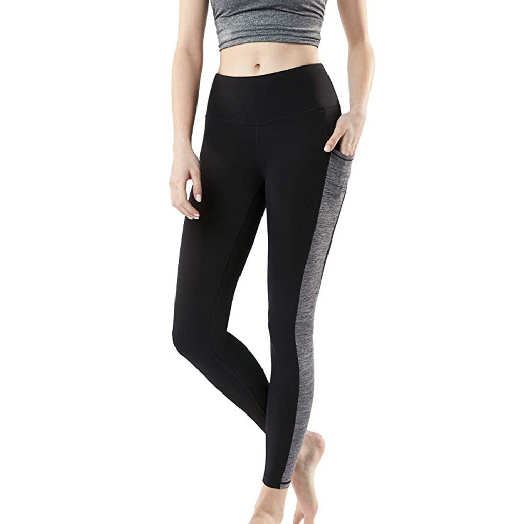 Pantalon élastique doux et moulant pour femmes, séchage rapide, poches solides, vêtements de Fitness, d'athlétisme, de Yoga, Leggings cousus: Black / S