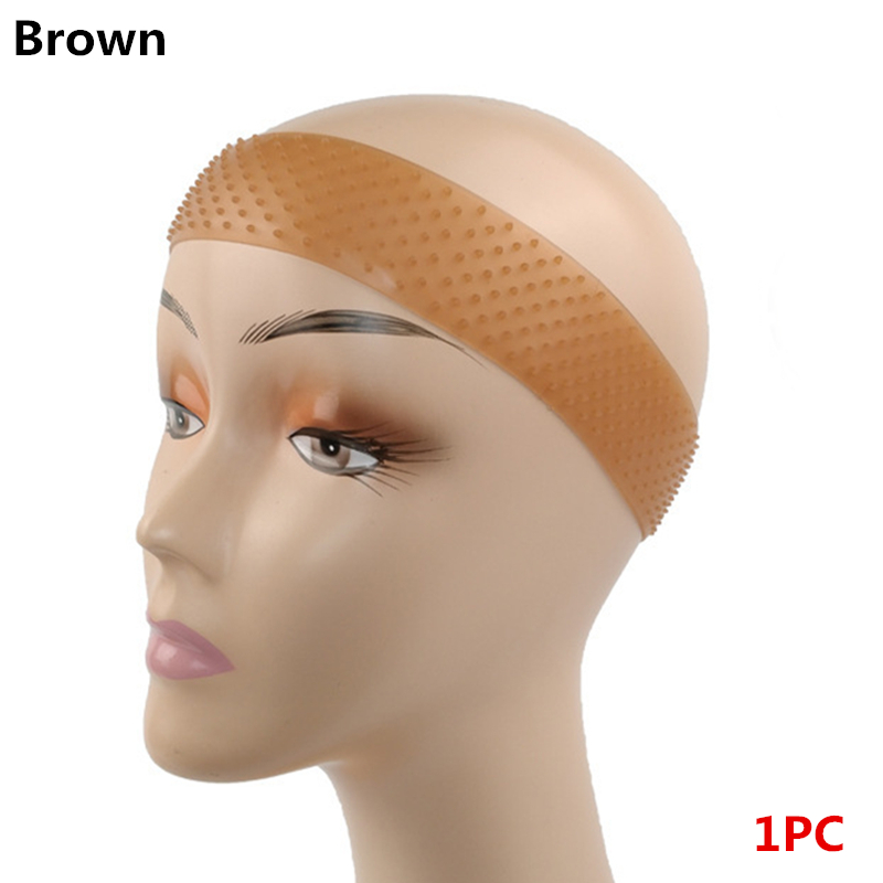 1PC No-Slip Wig Grip Band Transparent Silicone Wig Band Comfort Head Hair Band Extra Hold Wig Headband Adjustable Women Wig Band: Silver
