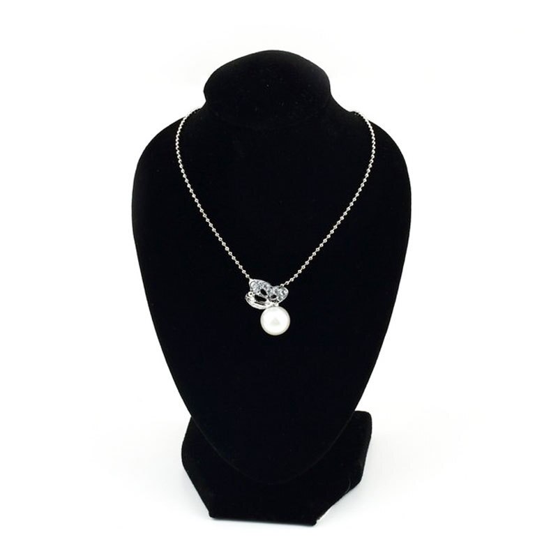 Kleine zwarte sieraden hanger buste fluwelen ketting display stand houder show versieren bijoux  #55718