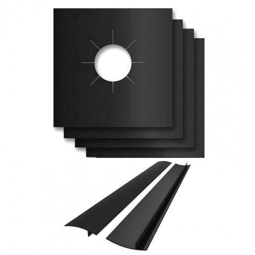 Estufa brecha Protector de estufa de Gas Protector de quemador de sellado de aceite no-stick contra para Cocina: Black