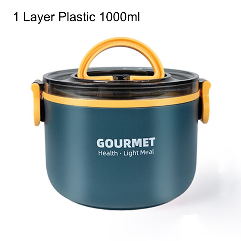 Stainless Steel Lunch Box Food Thermal Jar Insulated Soup Thermos BottlesDrinking Cup Bento Lunch Box Women Food Container: 1 Layer Plastic