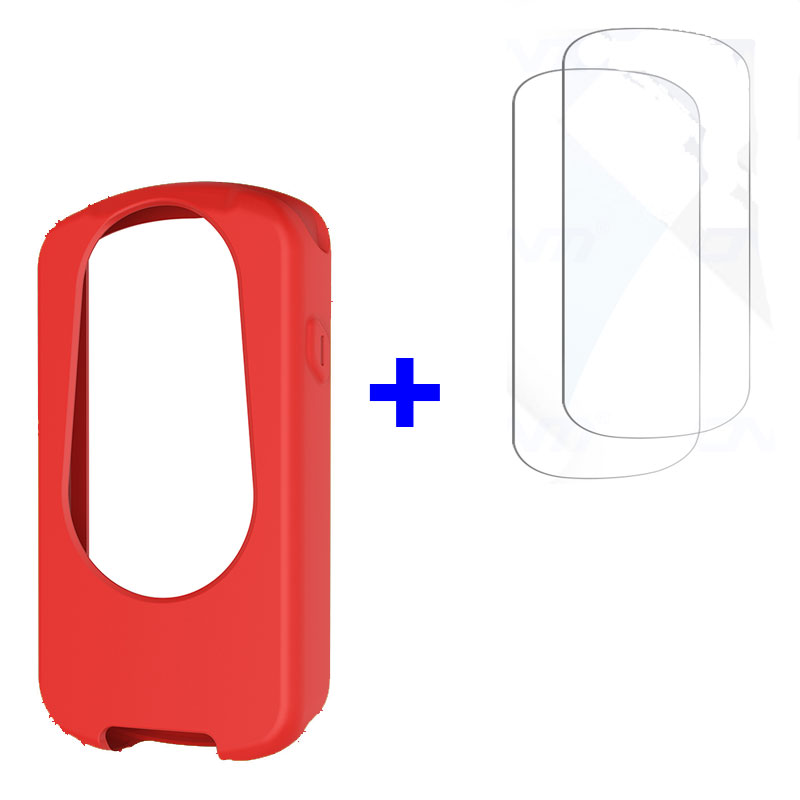 Funda protectora de silicona 2 en 1 para ordenador de bicicleta Garmin Edge 1030 + película de vidrio para Edge 1030 Plus: XS / Azul cielo
