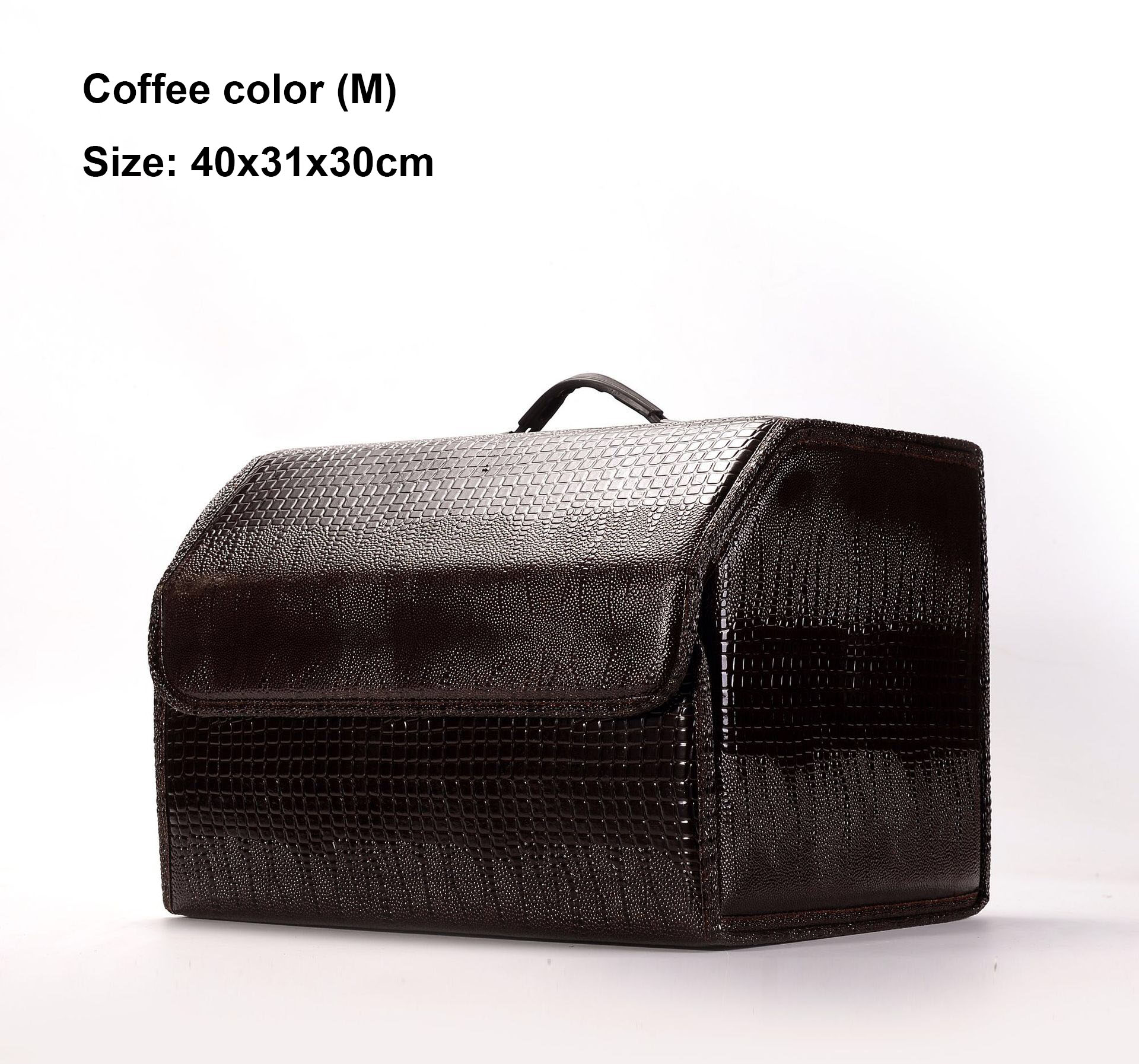 Auto opbergtas pu leren kofferbak opbergtas multifunctionele opvouwbare auto kofferbak opbergtas: Koffie medium