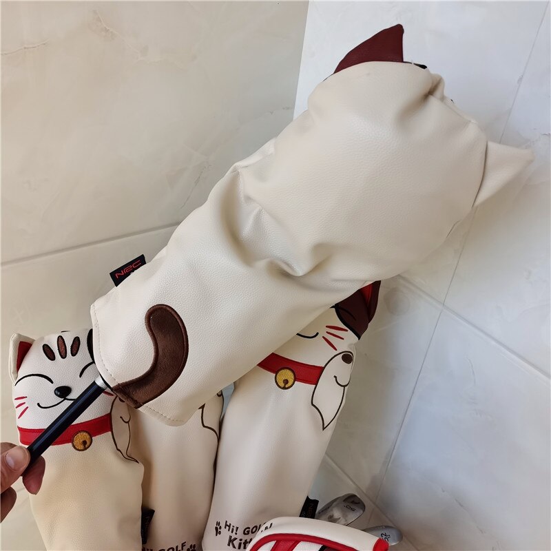 Mooie Kat Golf Driver Woods Hoofd Covers Cartoon Dier Fairway Hybrid Putter Pu Leather Putter Headcovers Golf Covers