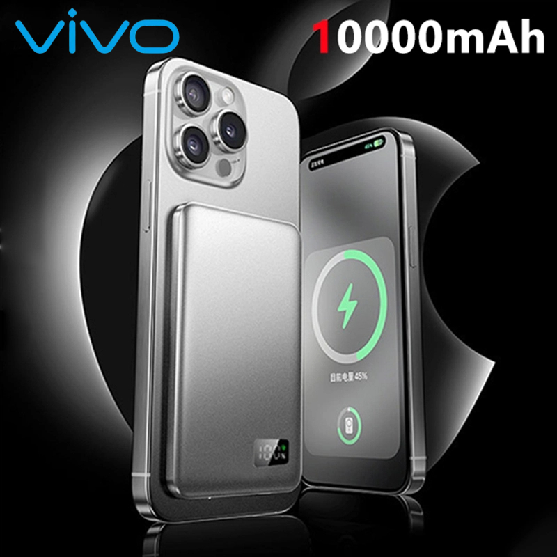 VIVO 50000mAh Ultra Thin Wireless Power Bank For MagSafe Magnetic Fast Charging Portable Battery Display CCC Certification: black
